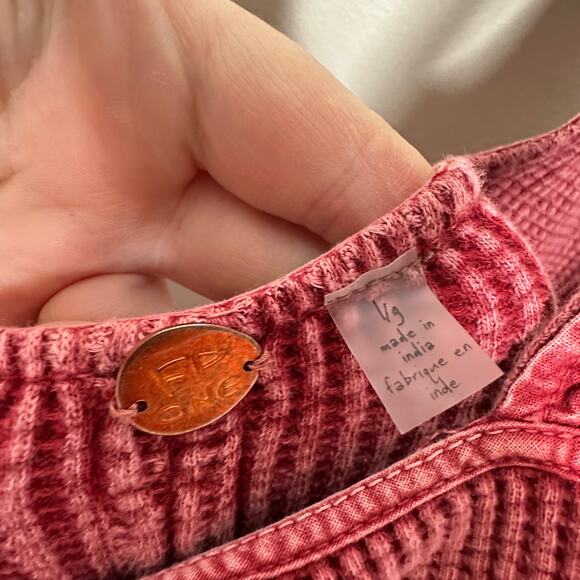 FREE PEOPLE FP One Callie One Piece Waffle Jumpsuit Washed Red Sz L $98 {L48} - Picture 4 of 5